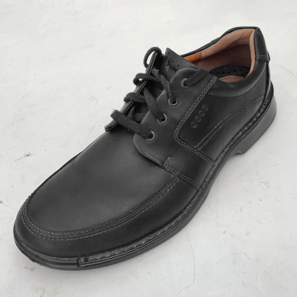 ECCO Black Fusion Moc Toe Oxford Shoes Mens 12 Leather Lace Up